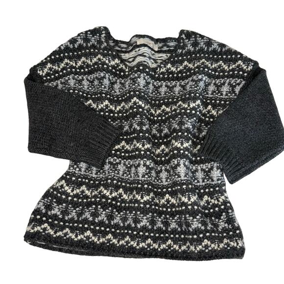 LOFT Fair Isle Knit 3/4 Length Sleeve Boat Neck Sweater Women's M | Gray | EUC - Picture 1 of 11